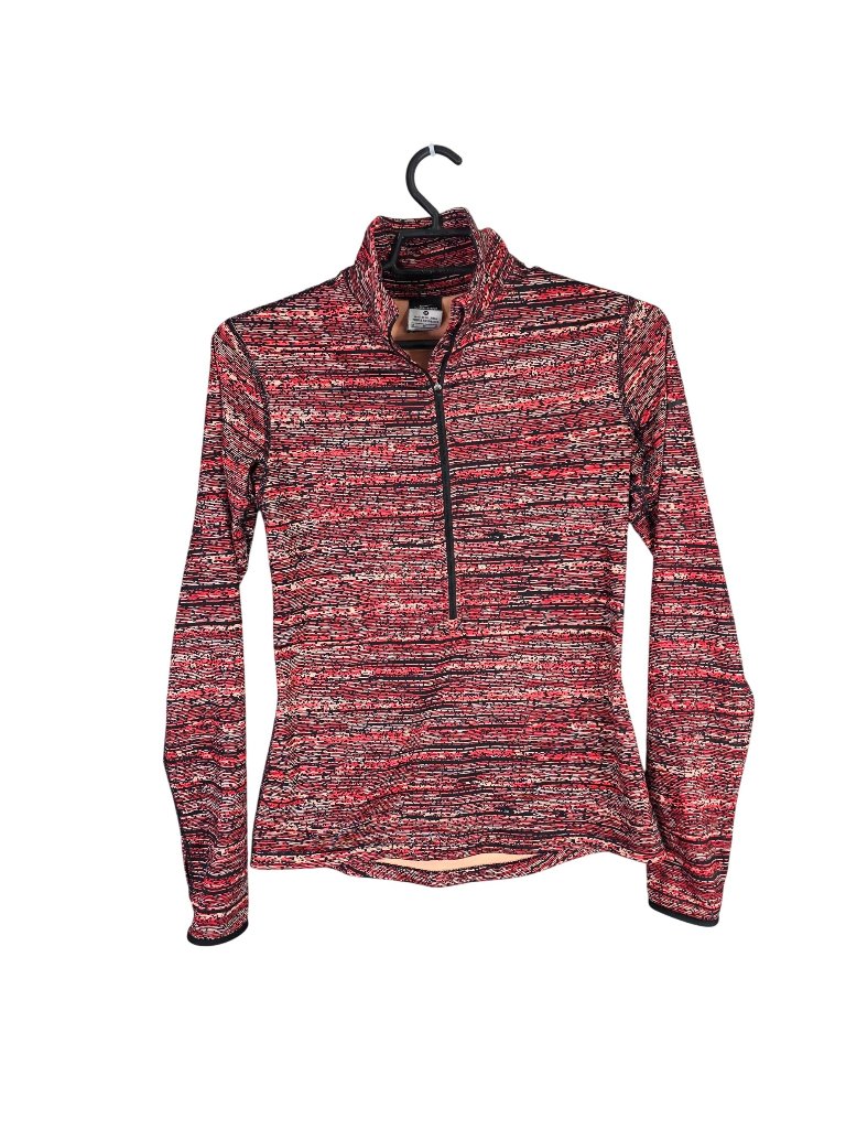 Womens Nike Pro Dri-Fit 1/2 Zip Pullover Red & Black Striped Polyester Stretch M